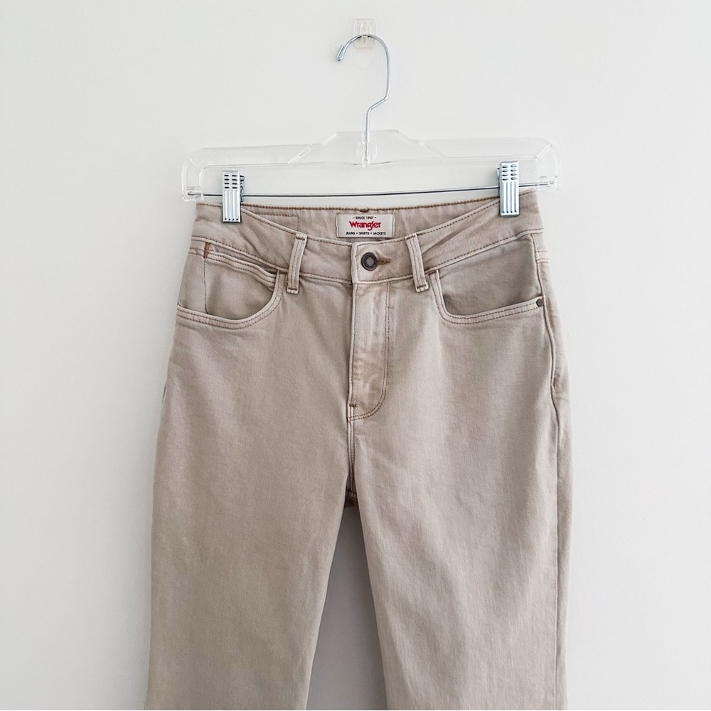 Wrangler High Rise Fierce Flare Jeans Beige Denim Bell Bottom Western Minimal 25 - Picture 2 of 9